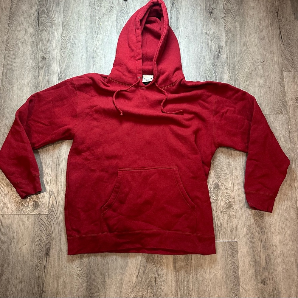 Oarsman 913 Hoodie Mens‎ Large Red Pullover Sweatshirt Kangaroo Pocket Fleece